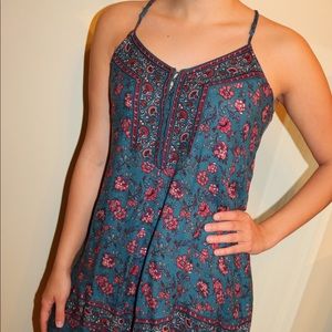AEO XS Teal Dress with Floral Pattern